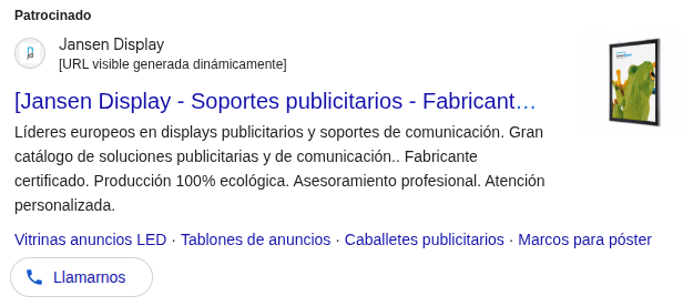Segunda captura de anuncios de búsqueda de Jansen Display