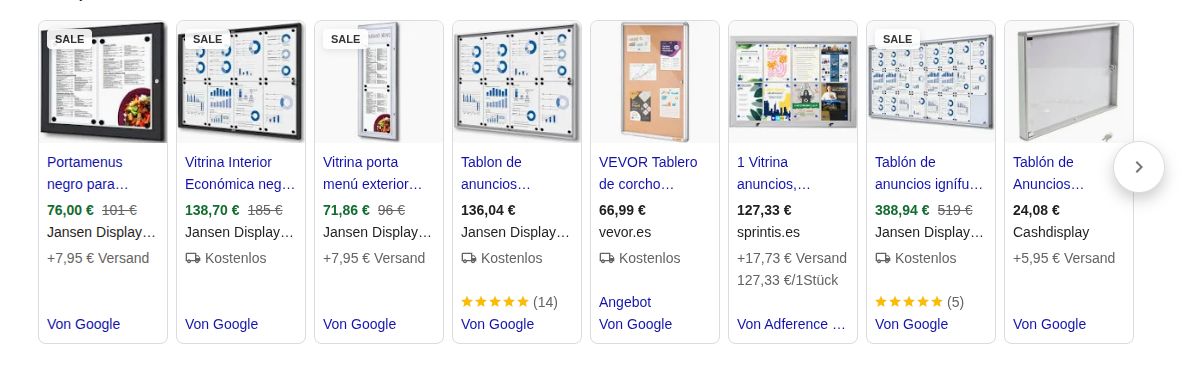 Anuncios de búsqueda de Jansen Display en Google