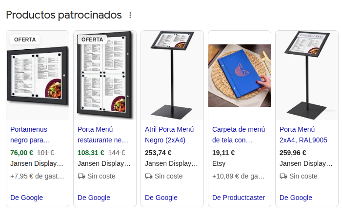 Anuncios de Shopping de Jansen Display en Google